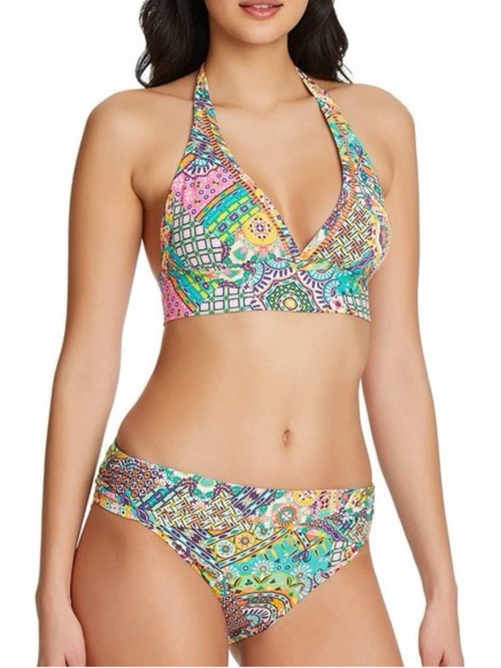 Blue Rod Beattie Multi-Color Halter Bikini Swim Top and Bottom - Women